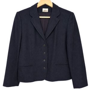 VTG Country Suburbans Navy Wool Blend Blazer Jacket Women 12 USA Classic Career